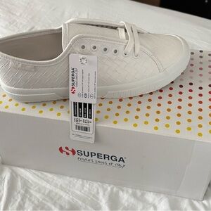 Superga Textured White Sneakers